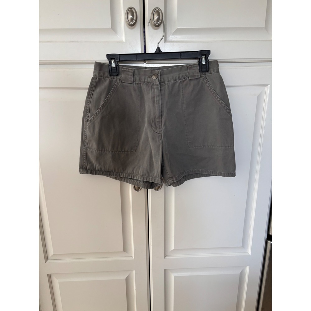 IZOD Jeans Womens Size 8 Olive Green Cotton Twill Utility Cargo Shorts High Rise